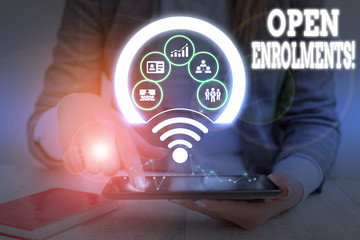 Handwriting text writing Open Enrolments. Conceptual photo when employees may make changes to...