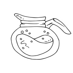 Vector of a brewed coffee in a mug. Hot brewed coffee. Hand drawn smoking coffee from a coffee machine.