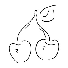 Vector illustration of a cherry. Hand drawn cherry.