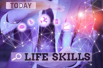 Word writing text Life Skills. Business photo showcasing skill that is necessary for full participation in everyday life Picture photo system network scheme modern technology smart device