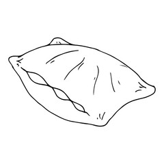 Vector illustration of a pillow. Hand drawn feather pillow.