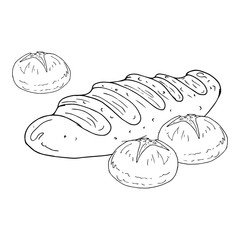 Vector of bread. Logo bakery products. Icon of fresh pastries. Banner hot bread. Bun icon.