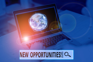 Conceptual hand writing showing New Opportunities. Concept meaning exchange views condition...