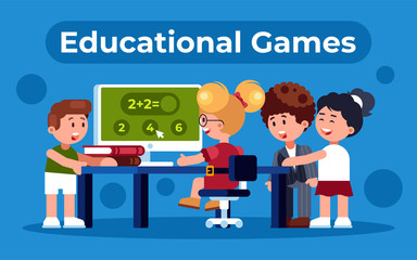 Colourful flat illustration of educational game for children