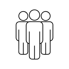 Crowd of people, business team outline icon. Vector line illustration.