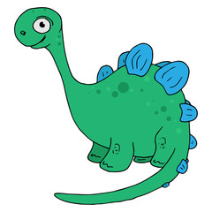 Dinosaur icon. Vector illustration of a cartoon dinosaur. Cute funny dinosaur. Hand drawn dinosaur.