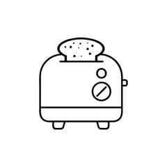 Toaster icon in outline style isolated on white background. Household appliance symbol stock vector illustration.
