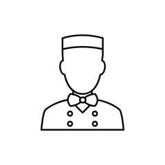 Hotel bellman line icon. Concierge symbol. Vector black icon isolated on white background.
