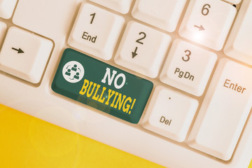 Handwriting text writing No Bullying. Conceptual photo stop aggressive behavior among children...