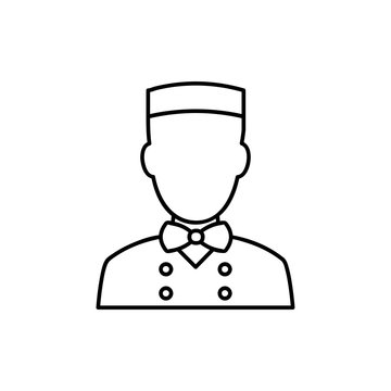 Hotel Bellman Line Icon. Concierge Symbol. Vector Black Icon Isolated On White Background.