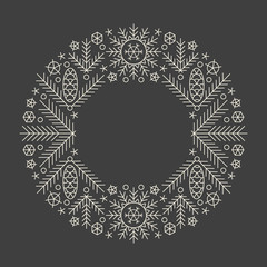 Minimalistic linear Christmas round ornament