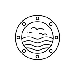 boat window line icon. outline vector sign, linear style pictogram isolated on white. Symbol, logo illustration.