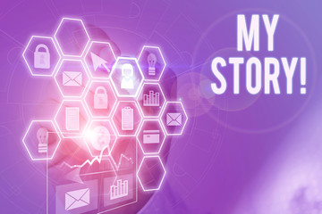 Handwriting text writing My Story. Conceptual photo your past life events actions or choices you made Picture photo system network scheme modern technology smart device