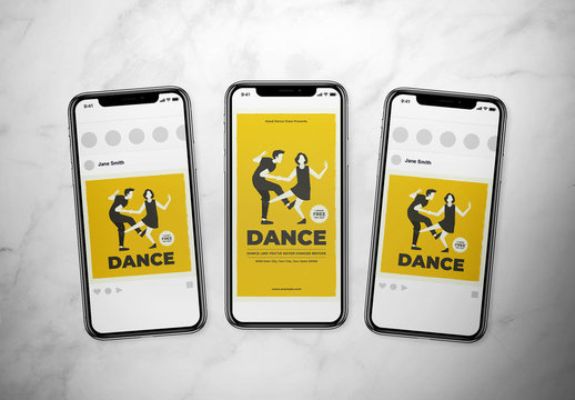 Dance Class Social Media Layout Set