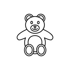 Obraz na płótnie Canvas Soft toy, Teddy bear line icon, outline vector sign, linear pictogram isolated on white. logo illustration