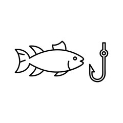 Fishing line icon. Fish, hook, catch. Seafood concept. Can be used for topics like sea food, fishery, industry, export, angling