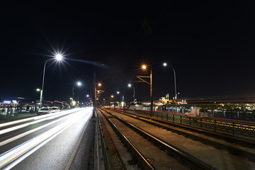 long exposure blurred lights in road