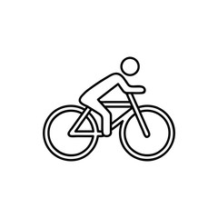 Obraz premium Cyclist logo template. Bicycle line art vector design. Bike cyclist logotype. Vector black icon on white background.