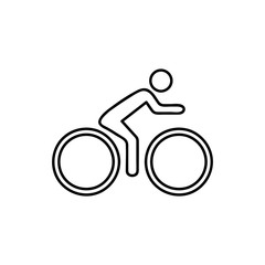 Cyclist logo template. Bicycle line art vector design. Bike cyclist logotype. Vector black icon on white background.
