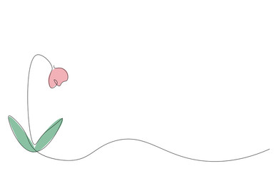 Flower background blooming line draw, vector illustration
