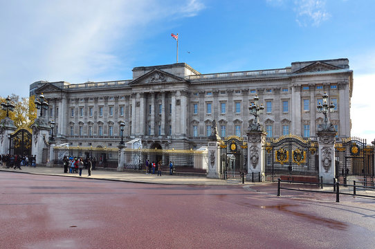 London, UK - April 2019: Buckingham palace facade in London