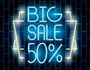 big sale lettering neon label