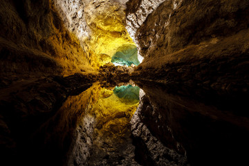 Cueva de los Verdes volcanic tube cave on Lanzarote