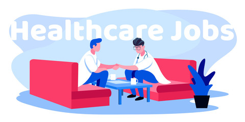 Colorful flat illustration of a healthcare job
