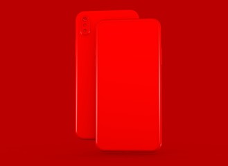 New smartphone with blank screen isolated Flat 3d