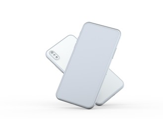 New smartphone with blank screen isolated Flat 3d