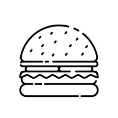 Burger vector illustration with simple black line design. Burger icon, fast food icon 