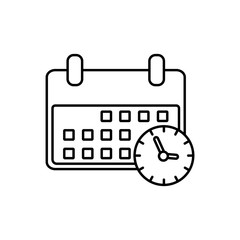 Calendar flat vector icon. Calendar line vector icon on white background. Flat line vector illustration