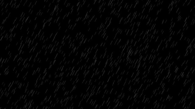 Heavy rainfall isolated black background design element wind blowing from right rain falling left