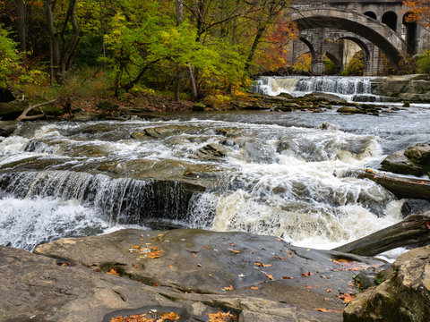 waterfalls and arches in autumn
