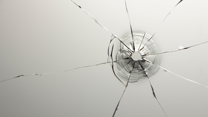 hole from a ball on a white background