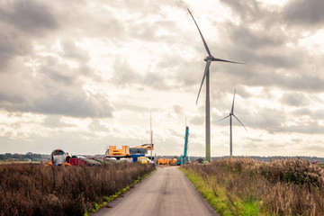 Construction and building of windmills in the Netherlands, province  Overijssel nearby Dedemsvaart
