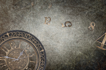 steampunk grunge clock backdrop brown - time digits