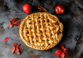 Homemade apple pie. Food background