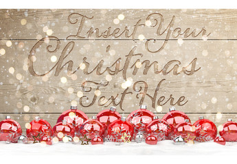 Wooden Text Effect Mockup with Christmas Decorations
