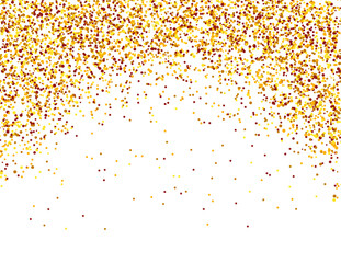 Falling confetti. Red, yellow and orange dots