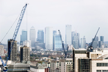 Cityscape of modern buildings in Canary Wharf in London
