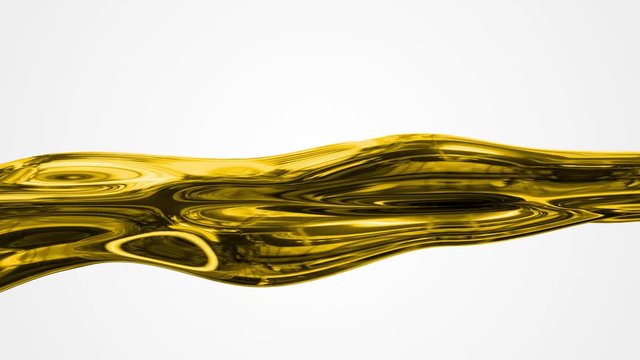 Gold 3d liquid surface texture. Animation of golden liquid object. Seamless loop shapes footage. Green screen.