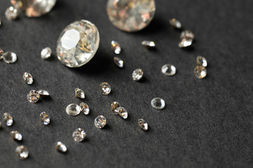 Beautiful gemstones for jewelry on grey background