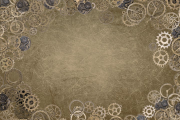 steampunk grunge gear frame backdrop brown