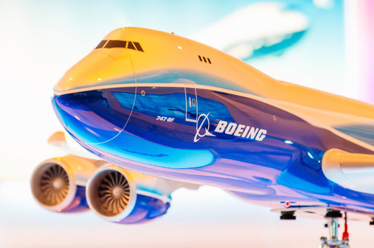 Exhibition Models Boeing Aircraft 747. Russia, Moscow. July 2017.