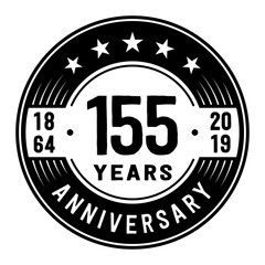 155 years anniversary logo template. One hundred and fifty-five years logo. Vector and illustration.