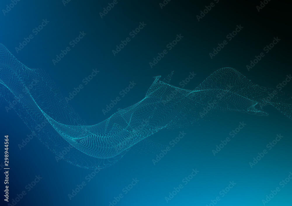 Poster abstract background with many particles. optical illusion of movement.