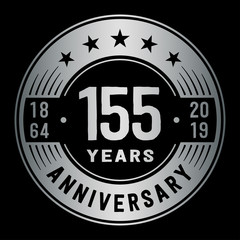155 years anniversary logo template. One hundred and fifty-five years logo. Vector and illustration.