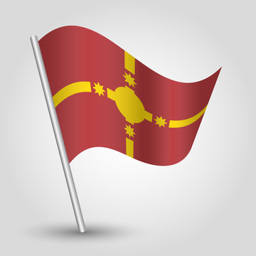 vector waving simple triangle rotuman flag on slanted silver pole - symbol of rotuma with metal stick