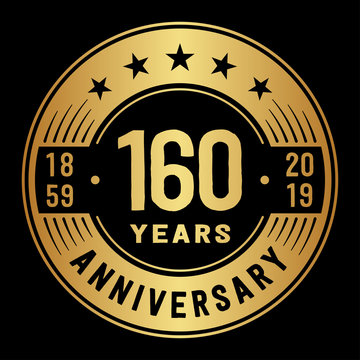 160 years anniversary logo template. One hundred and sixty years logo. Vector and illustration.